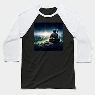 Lonely Soldier in night Impressionism Painting Baseball T-Shirt